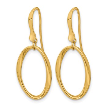 Leslie's 14k Polished Oval Shepherd Hook Dangle Earrings — alternate view