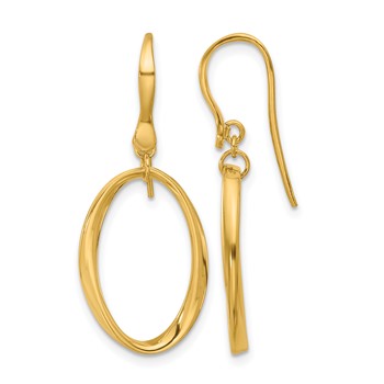 Leslie's 14k Polished Oval Shepherd Hook Dangle Earrings