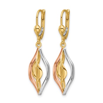 Leslie's 14K Tri-Color Polished Dangle Leverback Earrings — alternate view