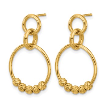 Leslie's 14K Polished and Diamond-cut Dangle Post Earrings — alternate view