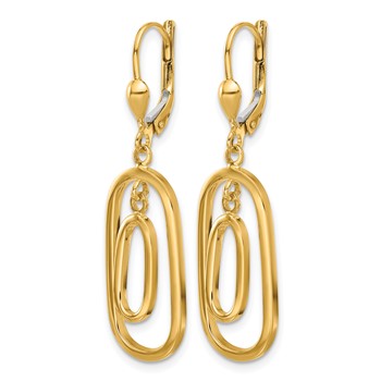 Leslie's 14K Polished Ovals Dangle Leverback Earrings — alternate view