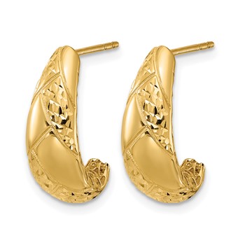 Leslie's 14K Polished and Diamond-cut J-Hoop Earrings — alternate view