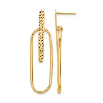 Leslie's 14K Polished and Diamond-cut Oval Dangle Post Earrings