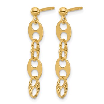 Leslie's 14K Polished and Textured Fancy Link Dangle Earrings — alternate view
