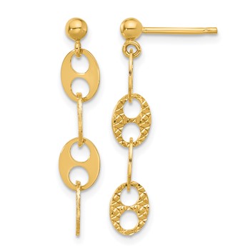 Leslie's 14K Polished and Textured Fancy Link Dangle Earrings