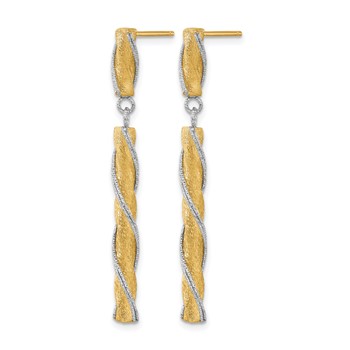 Leslie's 14K Two-tone Polished/Satin/Dia-cut Post Dangle Earrings — alternate view