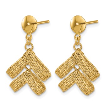 Leslie's 14K Polished and Textured Fancy Dangle Post Earrings — alternate view