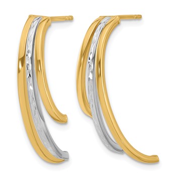 Leslie's 14K w/Rhodium Polished and D/C 3-Row Drop Post Earrings — alternate view