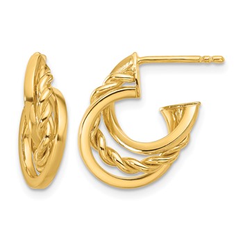 Leslie's 14K Polished Twisted J-Hoop Post Earrings