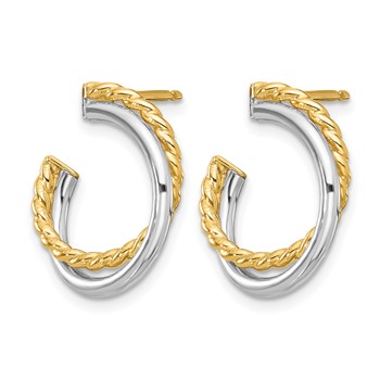 Leslie's 14K W/White Rhodium Polished and Twisted Post Earrings — alternate view