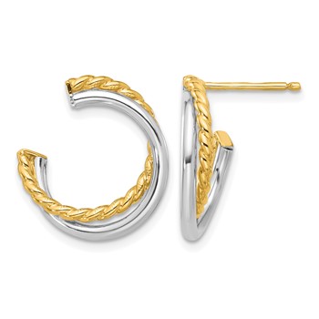 Leslie's 14K W/White Rhodium Polished and Twisted Post Earrings