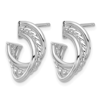Leslie's 14K w/Wht RH-plating Polished and Twisted Post Earrings — alternate view
