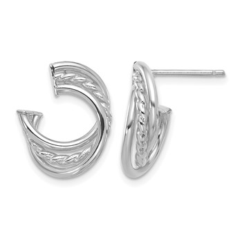 Leslie's 14K w/Wht RH-plating Polished and Twisted Post Earrings