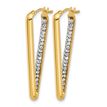 Leslie's 14K Polished with Crystal Triangle Hoop Earrings — alternate view
