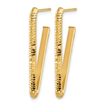 Leslie's 14K Polished and Diamond-cut Triangle J-Hoop Post Earrings — alternate view