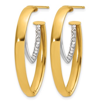 Leslie's 14K w/White Rhodium Polished w/Crystal Oval Drop Post Earrings — alternate view