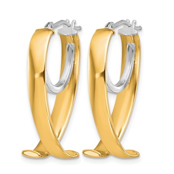 Leslie's 14K w/ White Rhodium Polished Fancy Hoop Earrings — alternate view