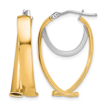 Leslie's 14K w/ White Rhodium Polished Fancy Hoop Earrings