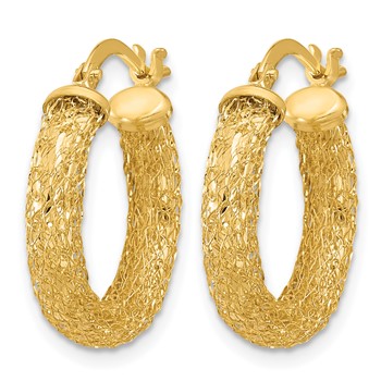 Leslie's 14K Polished and Textured Hoop Earrings — alternate view