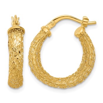 Leslie's 14K Polished and Textured Hoop Earrings