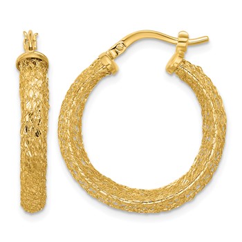 Leslie's 14K Polished and Textured Hoop Earrings