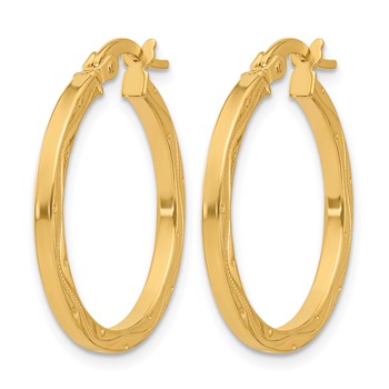Leslie's 14K Polished with Pattern Hoop Earrings — alternate view