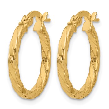 Leslie's 14K Polished and Grooved Hoop Earrings — alternate view
