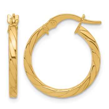 Leslie's 14K Polished and Grooved Hoop Earrings
