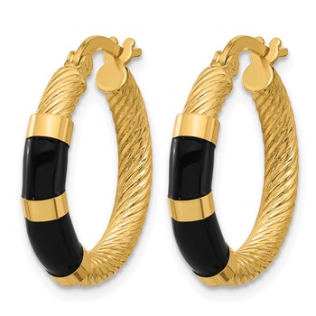Leslie's 14K with Enamel Polished and Grooved Hoop Earrings — alternate view