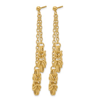 Leslie's 14K Polished and Textured Dangle Post Earrings — alternate view