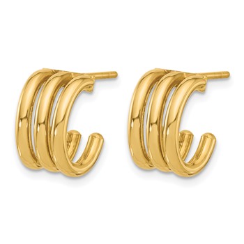Leslie's 14K Polished Oval J-Hoop Post Earrings — alternate view