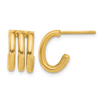 Leslie's 14K Polished Oval J-Hoop Post Earrings