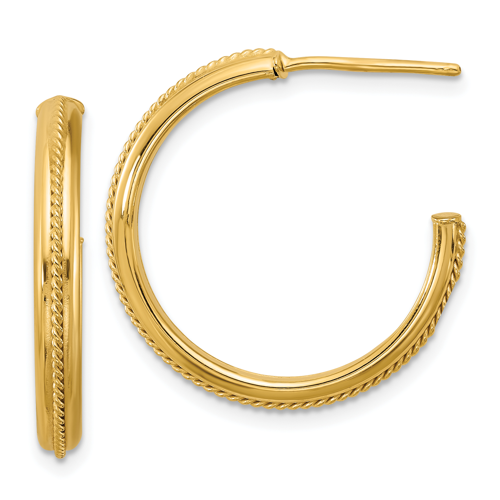 14K Yellow Gold Hoop Style Post Earrings with Heart Charm Dangle Polis –  unicornj