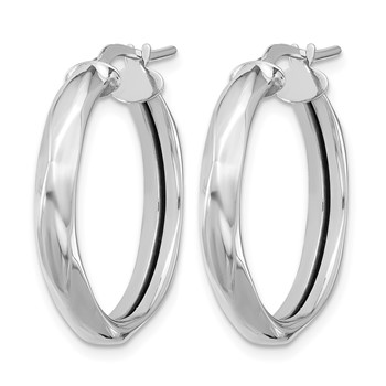 Leslie's 14K White Gold Polished Round Hoop Earrings — alternate view