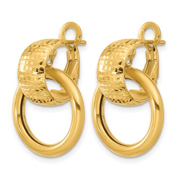 Leslie's 14K Polished and D/C Circle Dangle Omega Back Earrings — alternate view