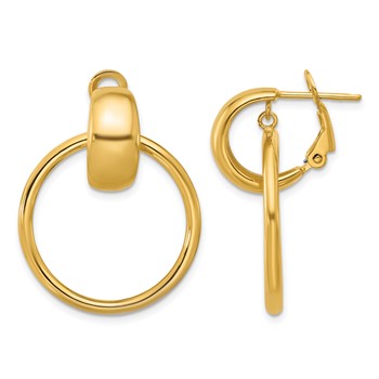 Leslie's 14K Polished Circle Dangle Omega Back Earrings