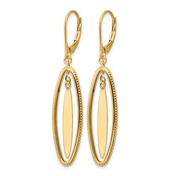 Leslie's 14K Polished and Textured Dangle Leverback Earrings — alternate view