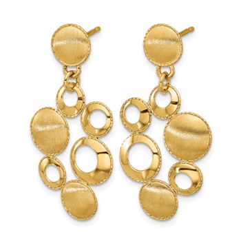 Leslie's' 14K Polished and Satin Circles Post Dangle Earrings — alternate view