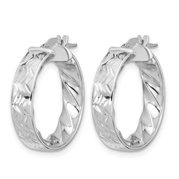 Leslie's 14k w/ White Rhodium Plating Polished and D/C Hoop Earrings — alternate view