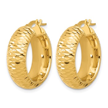 Leslie's 14k Polished and D/C Half Round Circle Hoop Earrings — alternate view