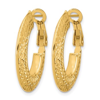 Leslie's 14k Polished and D/C Knife Edge Omega Back Hoop Earrings — alternate view