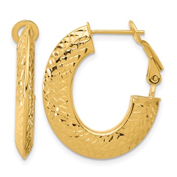 Leslie's 14k Polished and D/C Knife Edge Omega Back Hoop Earrings