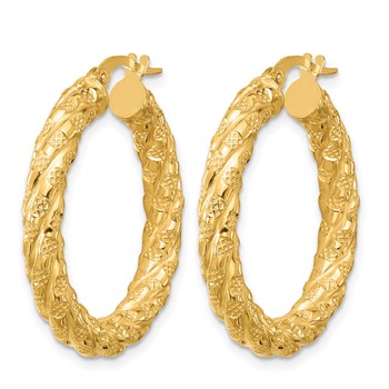 Leslie's 14k Polished and Textured Twisted Circle Hoop Earrings — alternate view