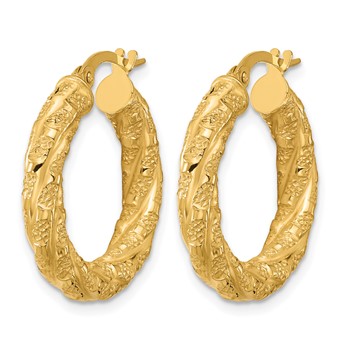Leslie's 14k Polished and Textured Twisted Tube Hoop Earrings — alternate view