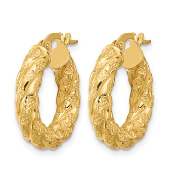 Leslie's 14k Polished and Textured Twisted Tube Hoop Earrings — alternate view