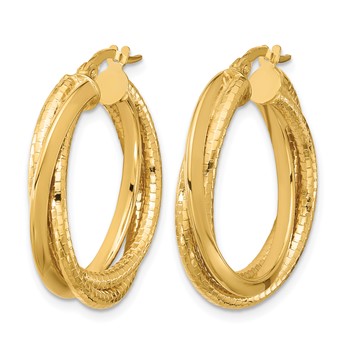 Leslie's 14k Polished and Textured Twisted Circle Hoop Earrings — alternate view