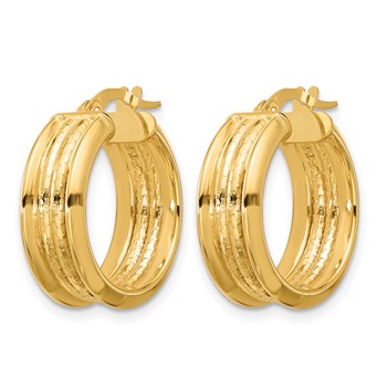 Leslie's 14k Polished and Textured Hoop Earrings — alternate view