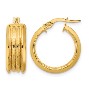 Leslie's 14k Polished and Textured Hoop Earrings
