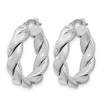 Leslie's 14k with White Rhodium Plating Polished and Textured Twisted Hoop Earrings — alternate view