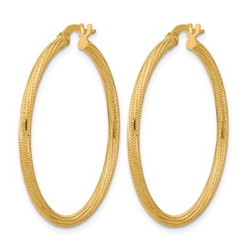 Leslie's 14k Polished and Textured Twisted Tube Hoop Earrings — alternate view